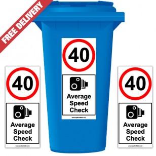 40 mph Average Speed Check Speed Reduction Wheelie Bin Stickers XL